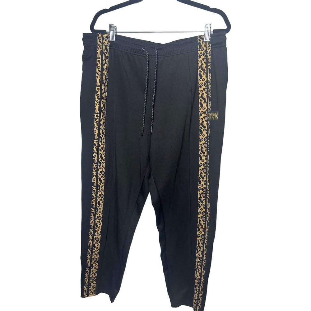 No Boundaries Drawstring‎ Black Leopard print Love Pants Size XXL